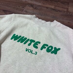 White Fox Boutique Gray Sweatshirt with Green Print